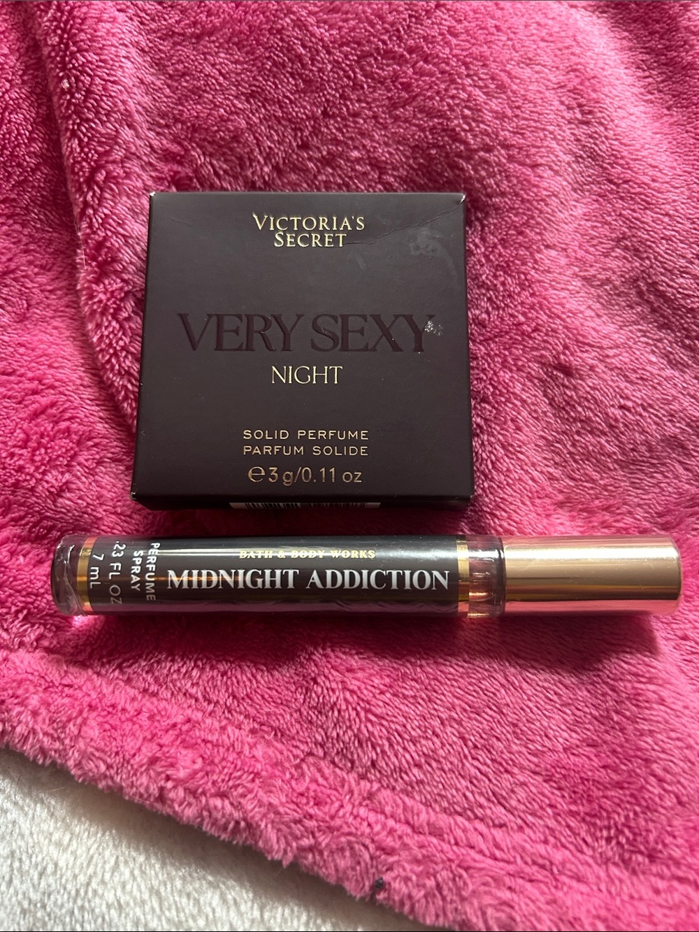 NWT sealed bath and body works spray and new VS solid perfume.